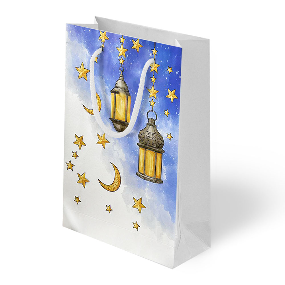 Hilal 26x40x8 Karton Çanta 10lu -Ramazan -3-Işıklı Süsler