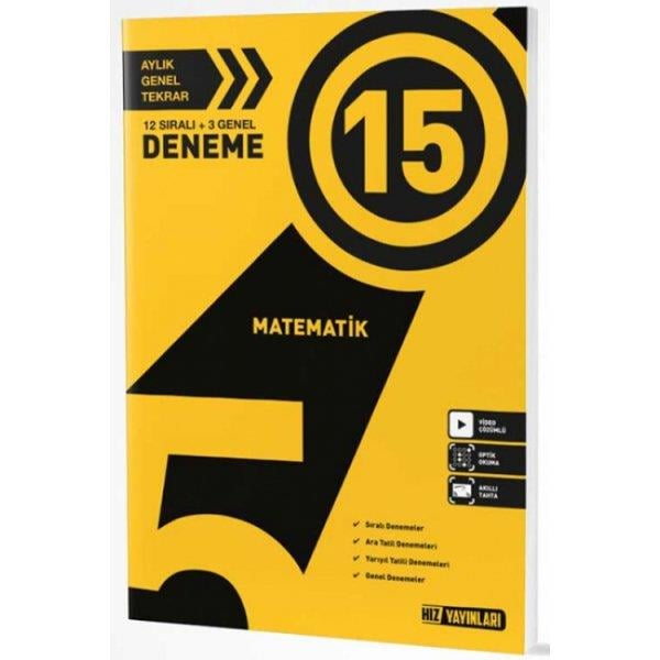 Hız Yayınları 5. Sınıf Matematik Denem 15 LiHız Yayınları 5. Sınıf Matematik Denem 15 Li - Kirtasiyem.net5.Sınıf