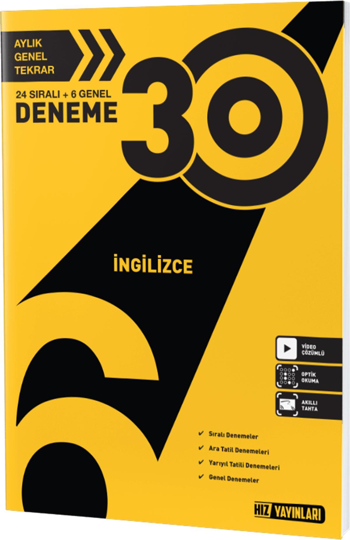 Hız Yayınları 6. Sınıf İngilizce Deneme 30 LuHız Yayınları 6. Sınıf İngilizce Deneme 30 Lu - Kirtasiyem.net6.Sınıf