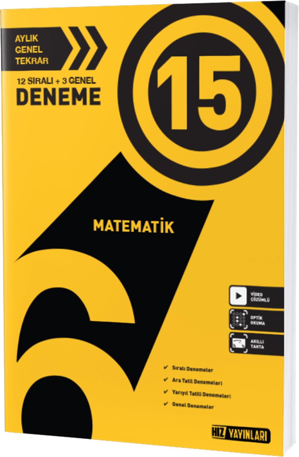 Hız Yayınları 6. Sınıf Matematik Denem 15 LiHız Yayınları 6. Sınıf Matematik Denem 15 Li - Kirtasiyem.net6.Sınıf