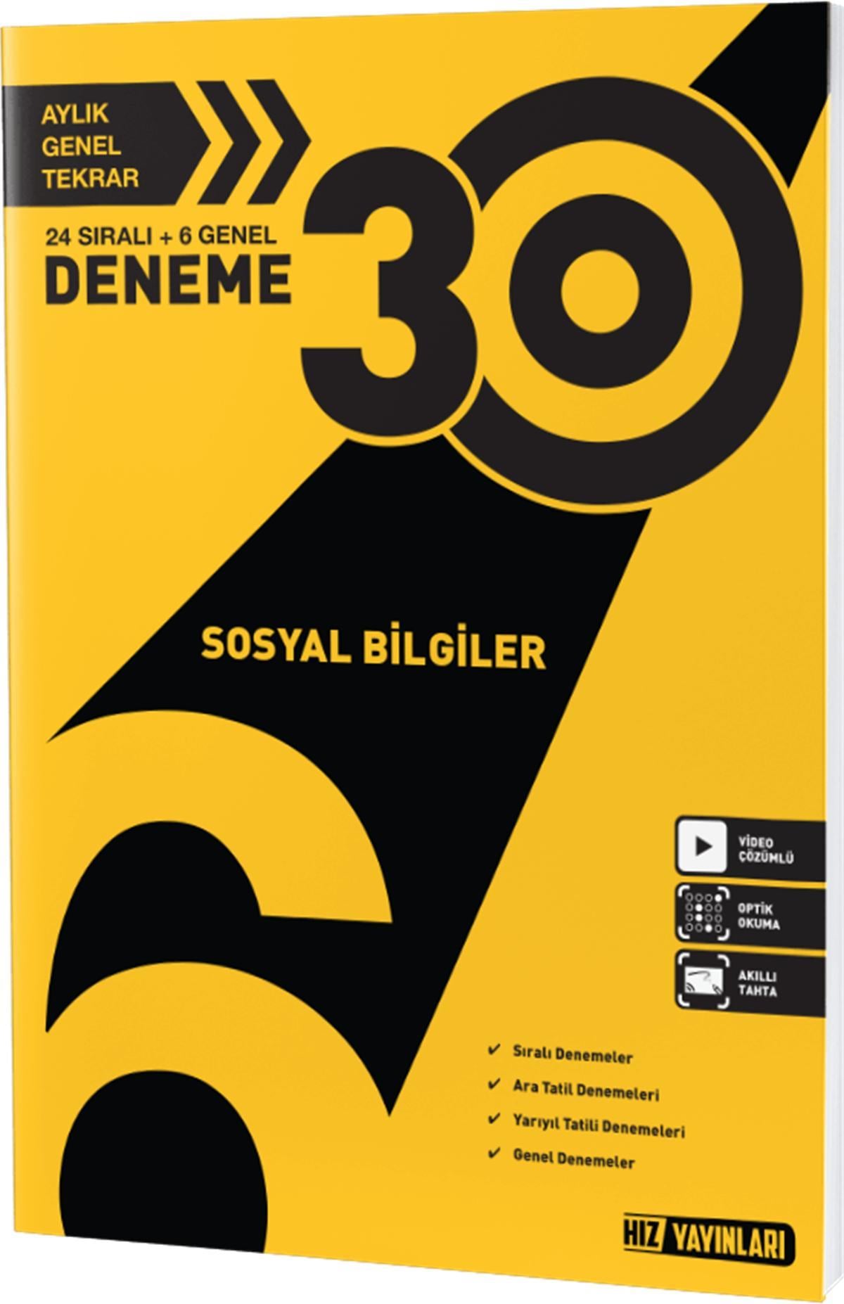Hız Yayınları 6. Sınıf Sosyal Bilgiler Deneme 30 LuHız Yayınları 6. Sınıf Sosyal Bilgiler Deneme 30 Lu - Kirtasiyem.net6.Sınıf