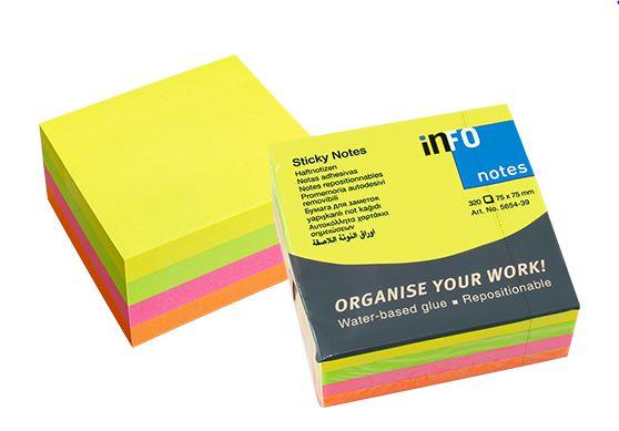 INFO NOTES 75X75 KARIŞIK NEON KUP  450 YINFO NOTES 75X75 KARIŞIK NEON KUP  450 Y - Kirtasiyem.netYapışkanlı Not Kağıtları