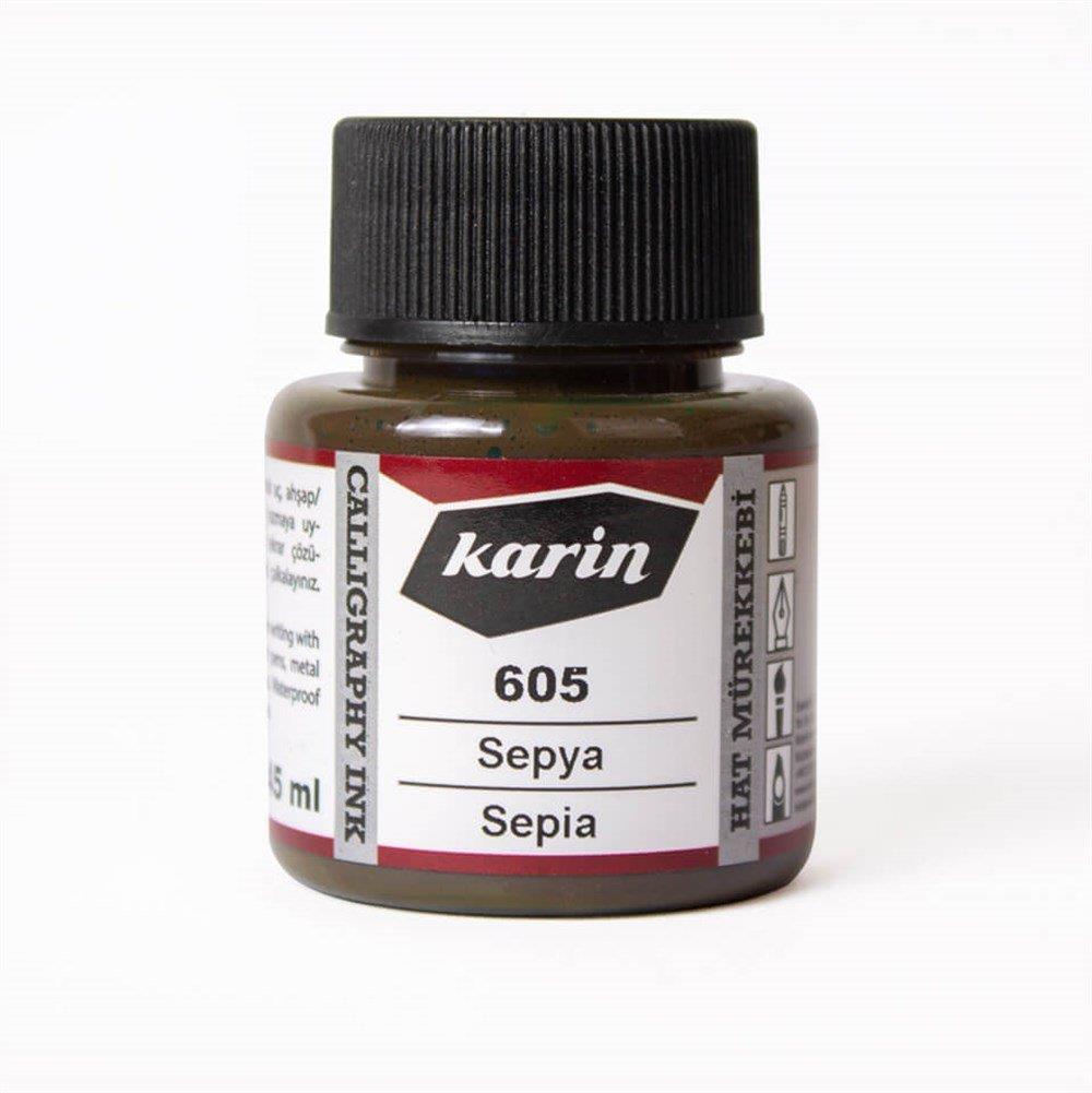 Karin Hat Mürekkebi 605 Sepya 45 mlKarin Hat Mürekkebi 605 Sepya 45 ml - Kirtasiyem.netÇini Mürekkebi