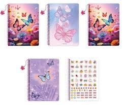 Keskin A4 80-1 Çiz. Karton Kp.Spr.Defter-Charmlı Kelebek Hatıra Defterleri