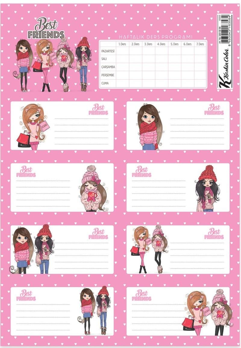 Keskin Keskin  Ders Prog.3Lü Etiket Best FriendsKeskin Keskin  Ders Prog.3Lü Etiket Best Friends - Kirtasiyem.netOkul Etiketleri