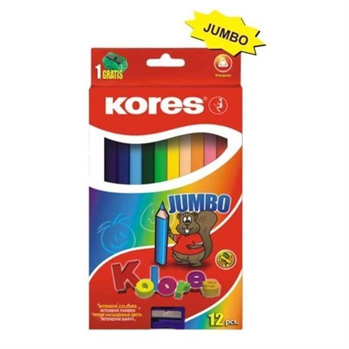 Kores Kuru Boya Jumbo 12 Li Üçgen + KalemtraşKores Kuru Boya Jumbo 12 Li Üçgen + Kalemtraş - Kırtasiyem.netKuru Boyalar
