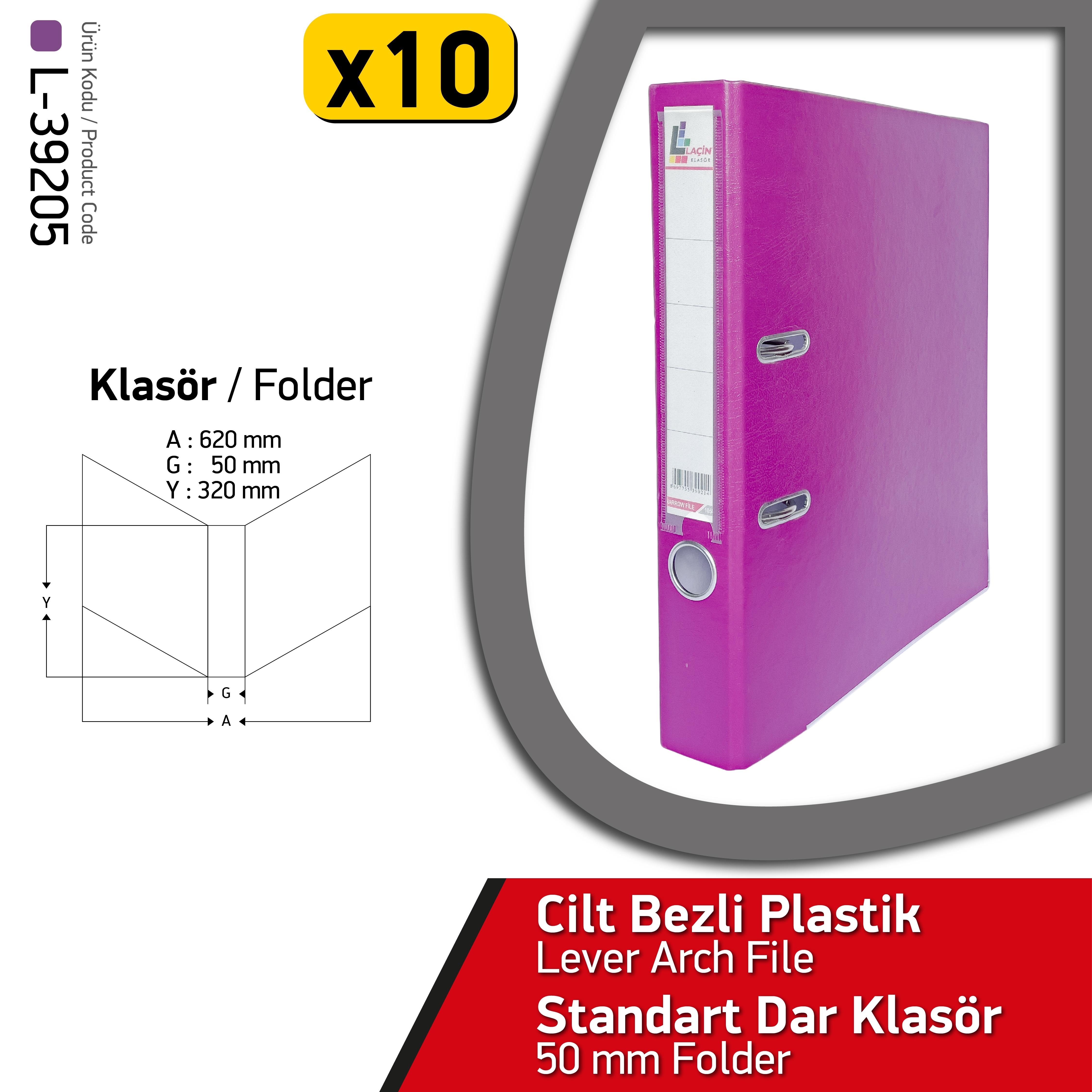 Laçin Dar Büro Klasörü Mor (1 Koli 10 Adet)8.Sınıf