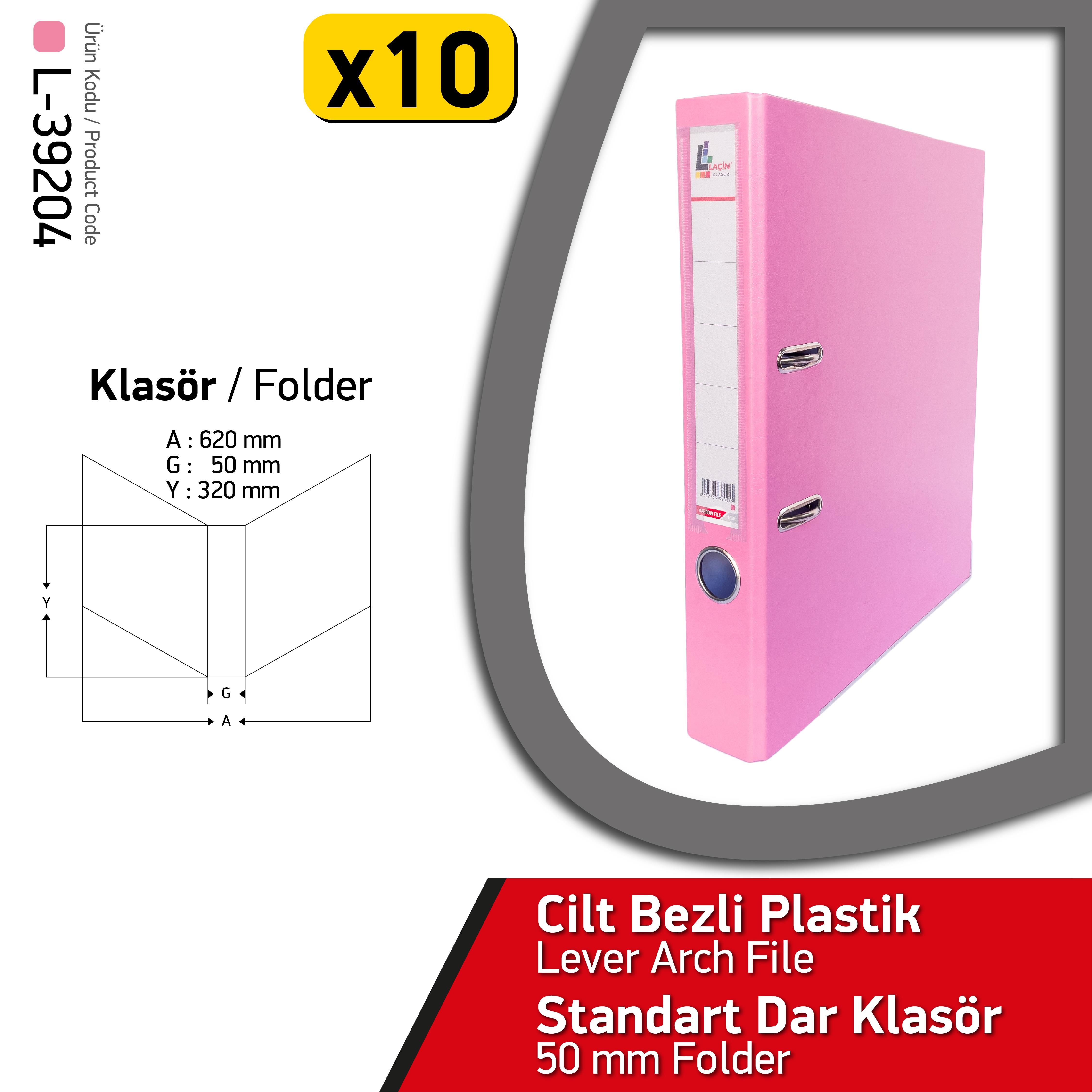 Laçin Dar Büro Klasörü Pembe (1 Koli 10 Adet)8.Sınıf