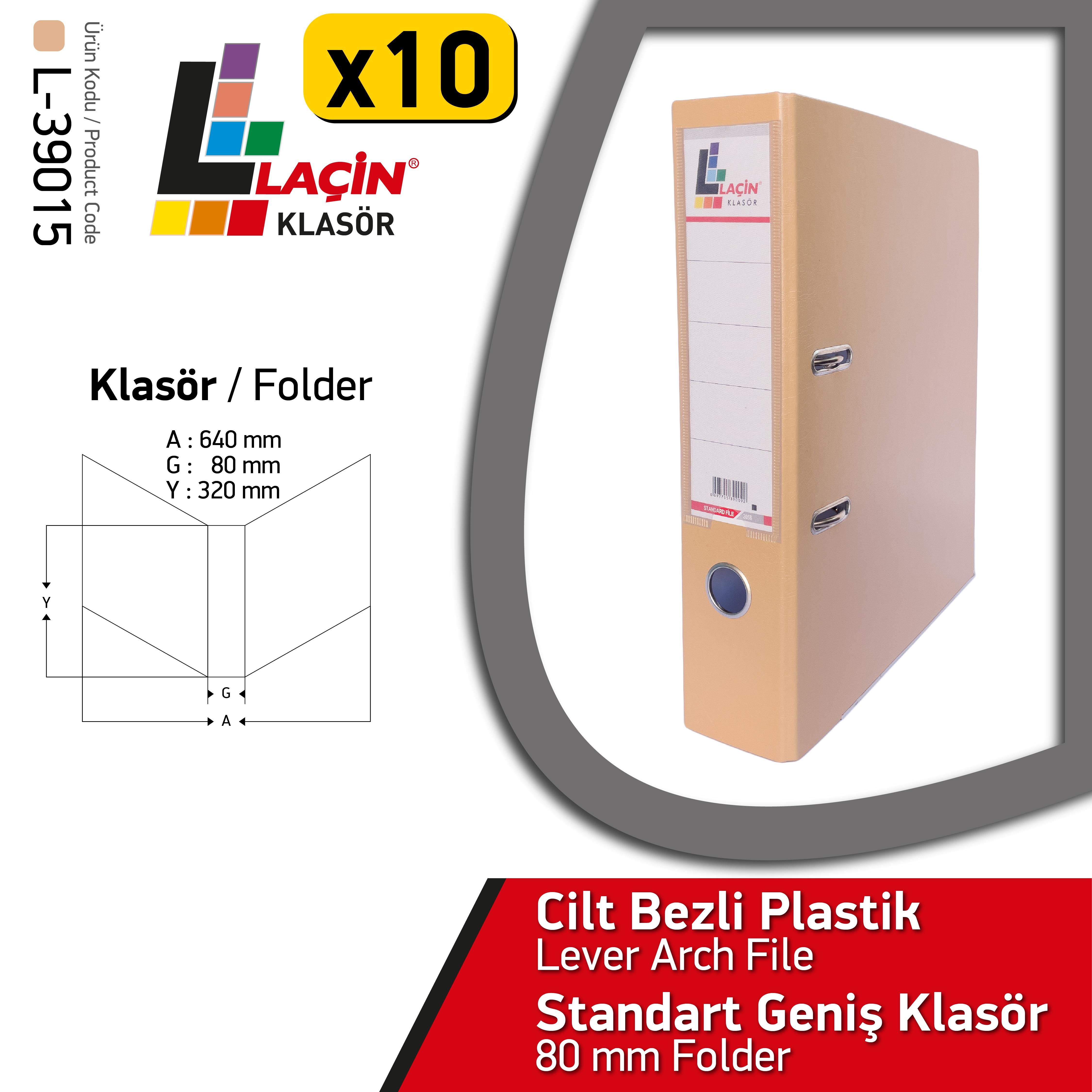 Laçin Dar Büro Klasörü Sütlü Kahve (1 Koli 10 Adet)8.Sınıf
