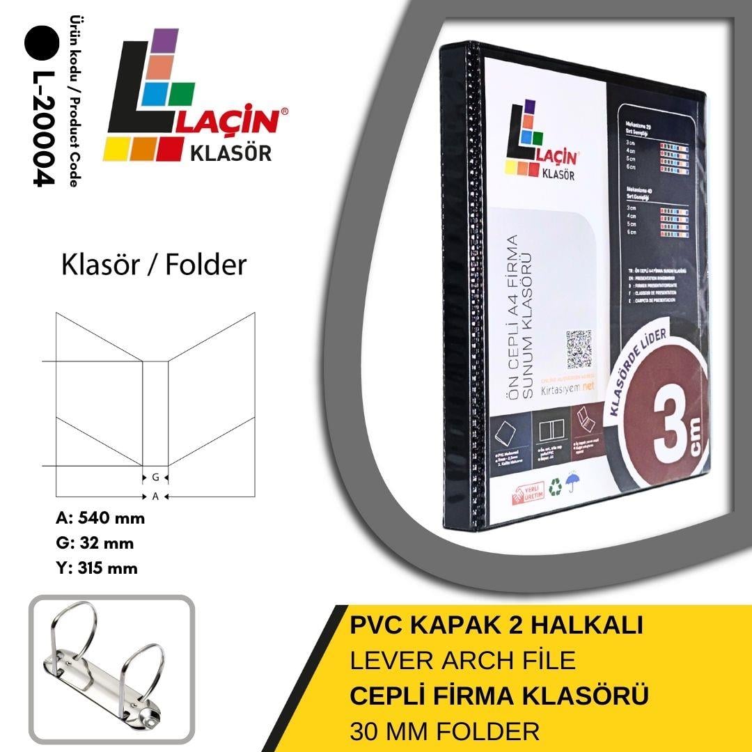 Laçin Firma Klasörü A4 2 Halkalı 3 CM SiyahBüro Klasörleri