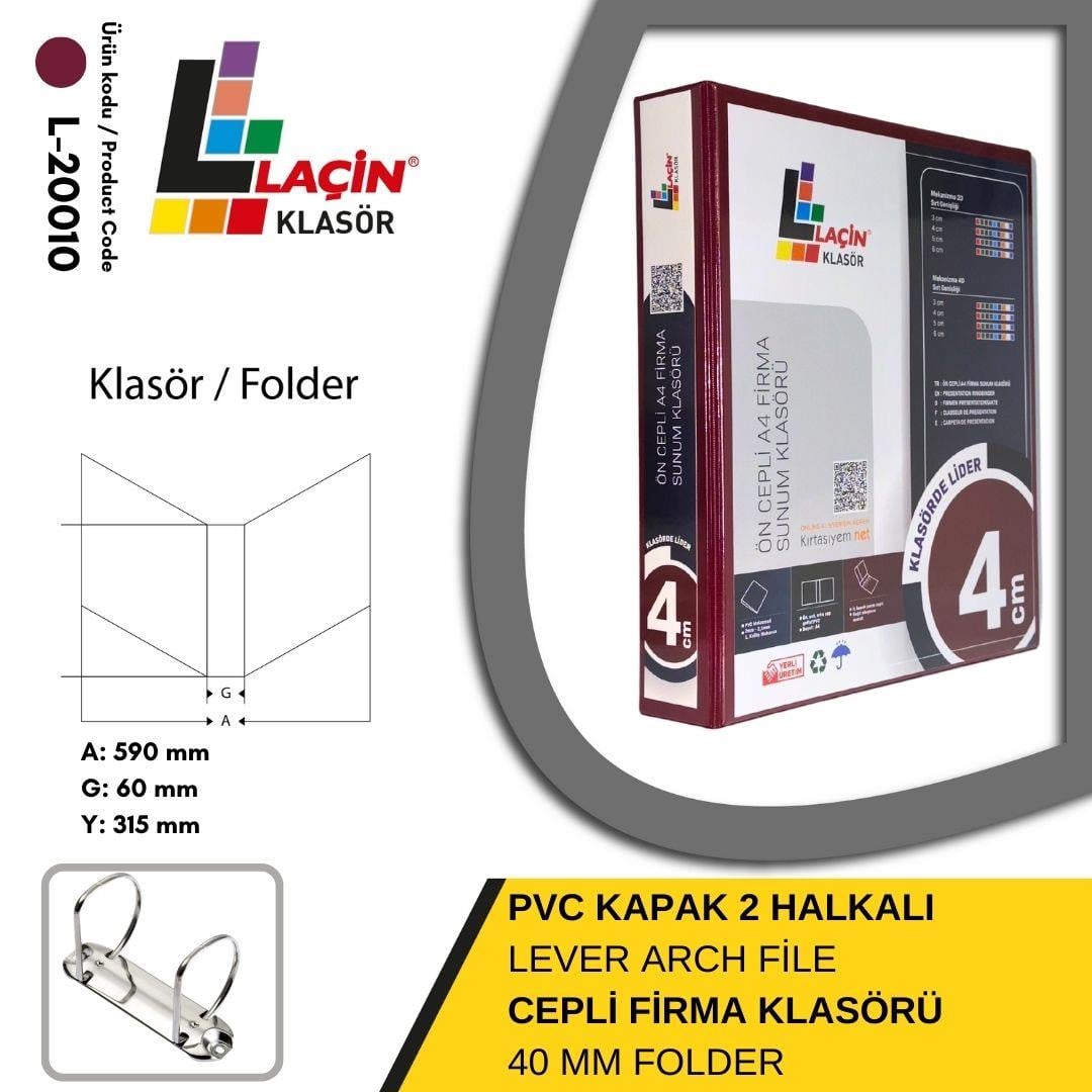 Laçin Firma Klasörü A4 2 Halkalı 3 CM BordoBüro Klasörleri