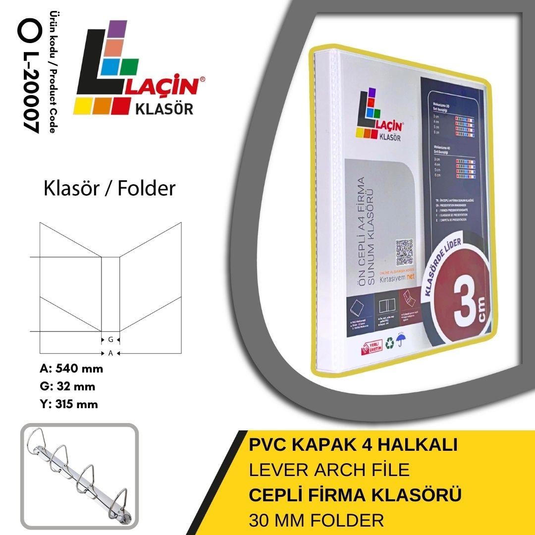 Laçin Firma Klasörü A4 4 Halkalı 3 CM BeyazBüro Klasörleri