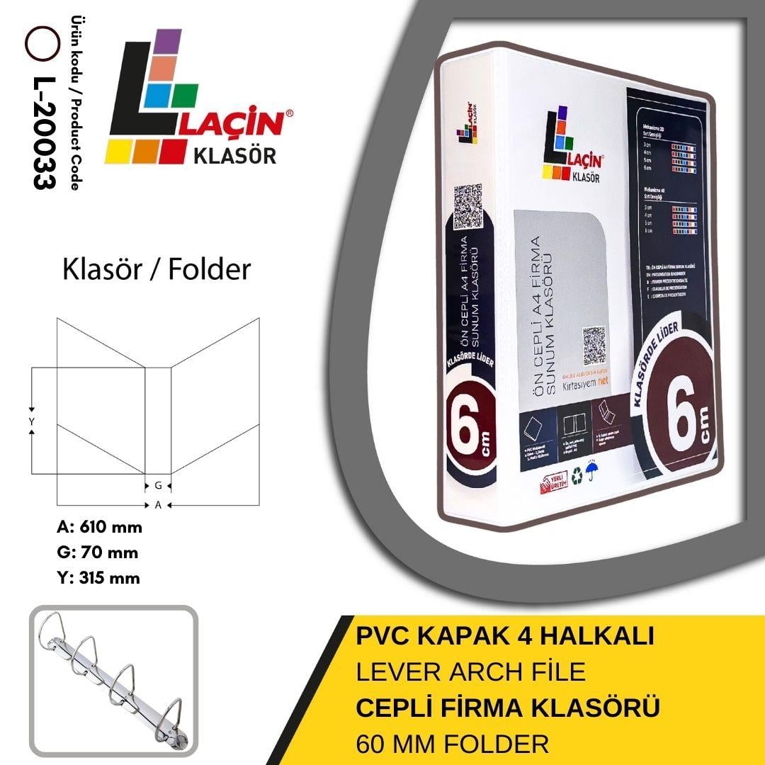 Laçin Firma Klasörü A4 4 Halkalı 6 CM BeyazBüro Klasörleri