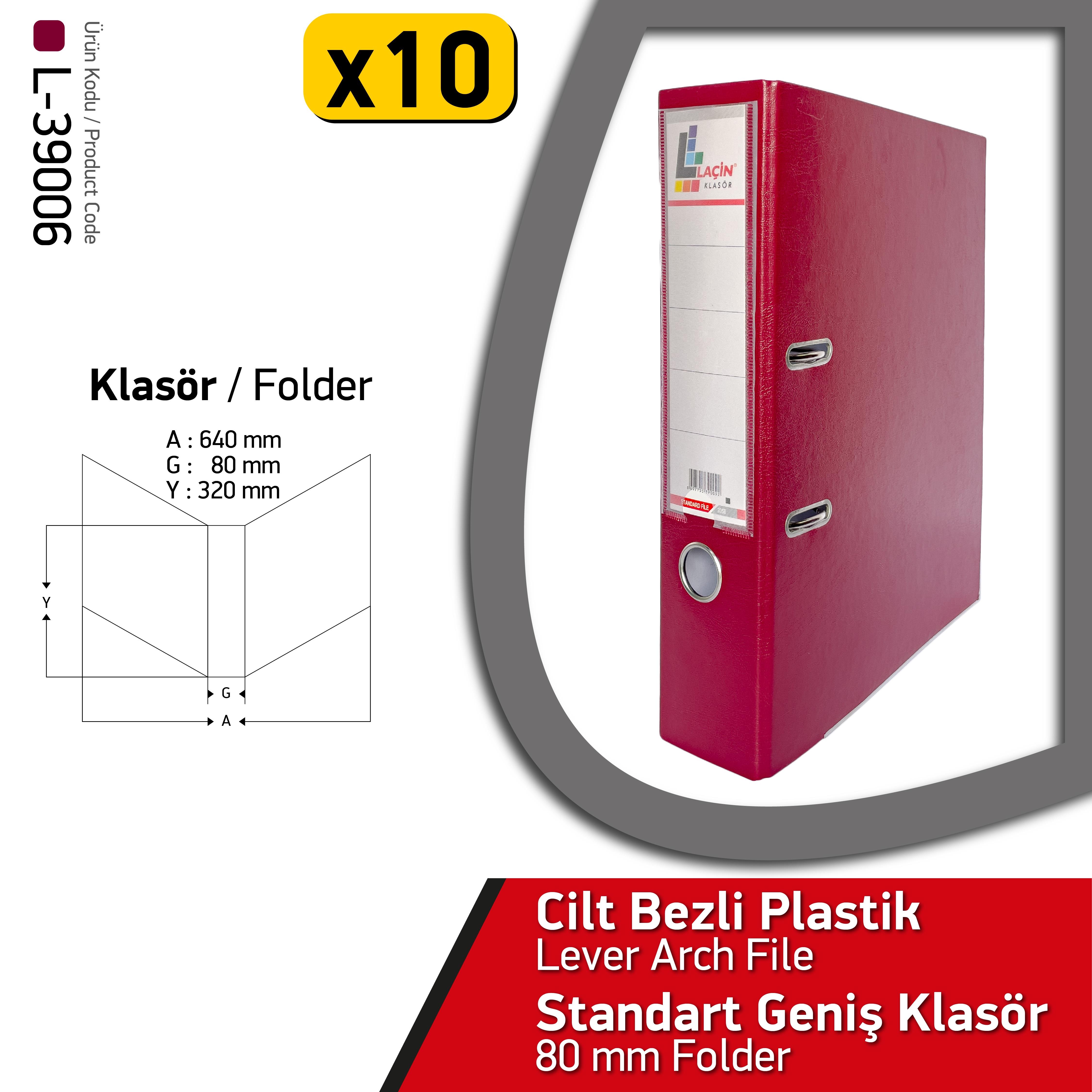 Laçin Geniş Büro Klasörü Bordo  (1 Koli 10 Adet )Büro Klasörleri