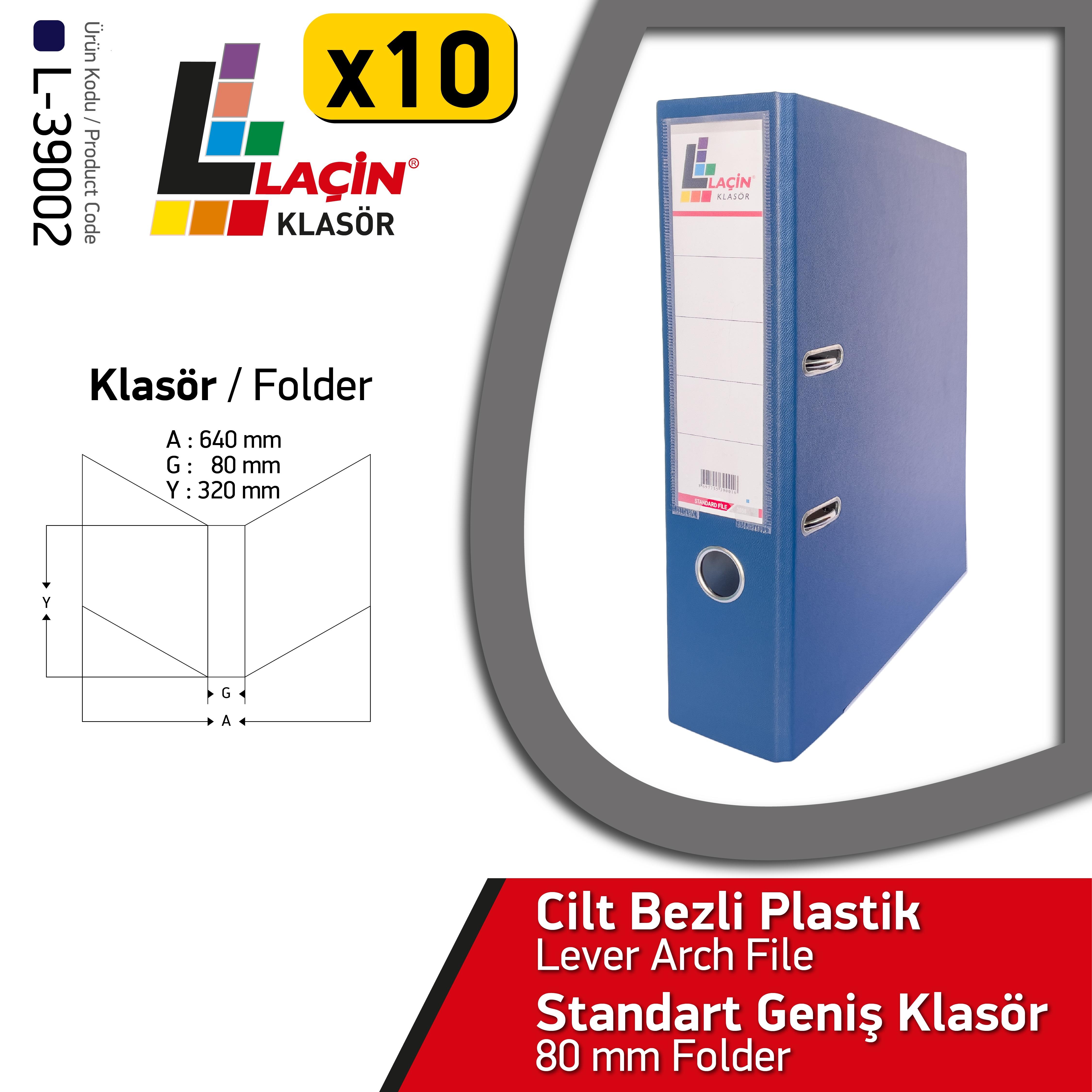 Laçin Geniş Büro Klasörü Lacivert  (1 Koli 10 Adet )Büro Klasörleri