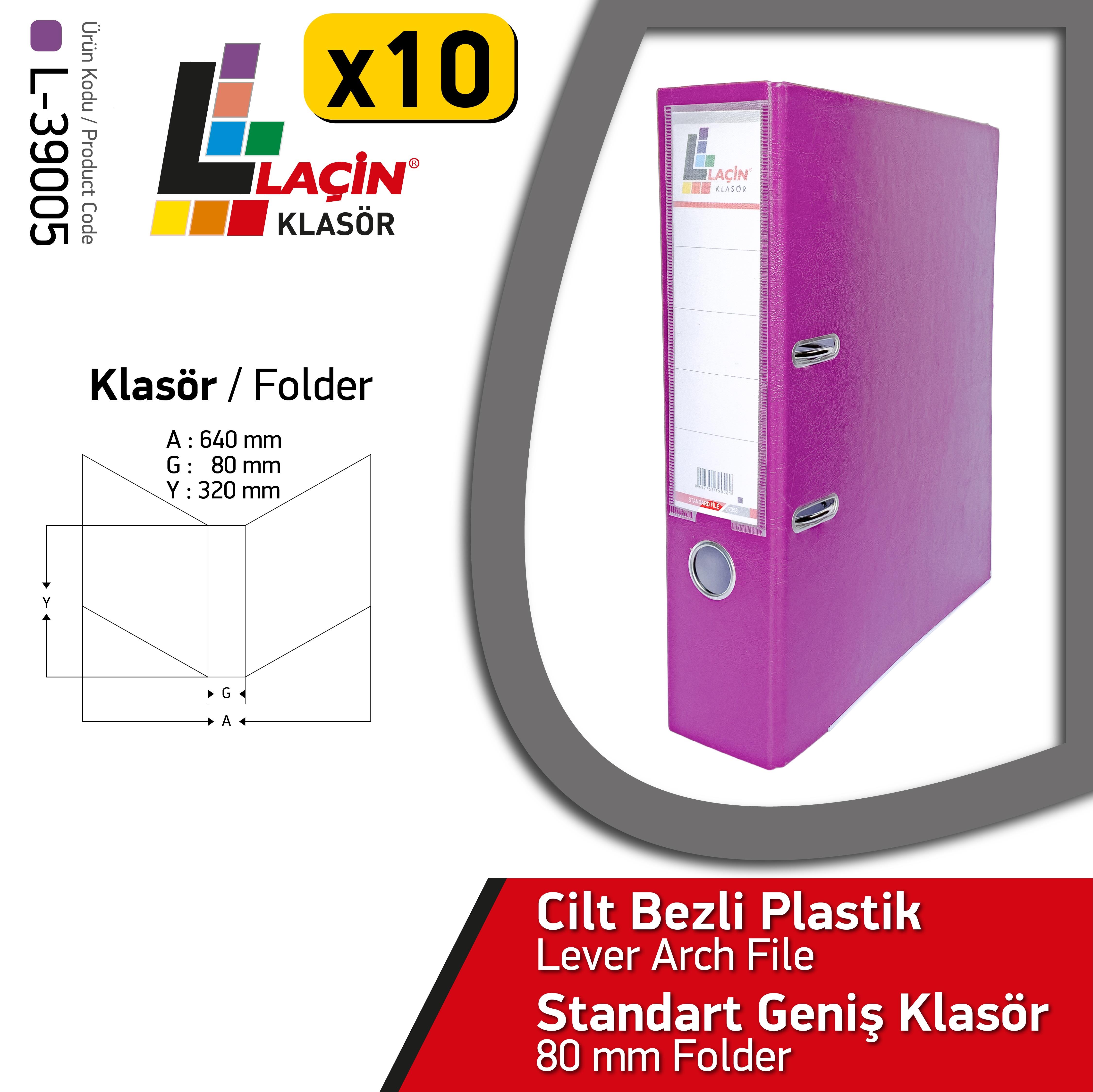 Laçin Geniş Büro Klasörü Mor  (1 Koli 10 Adet )Büro Klasörleri