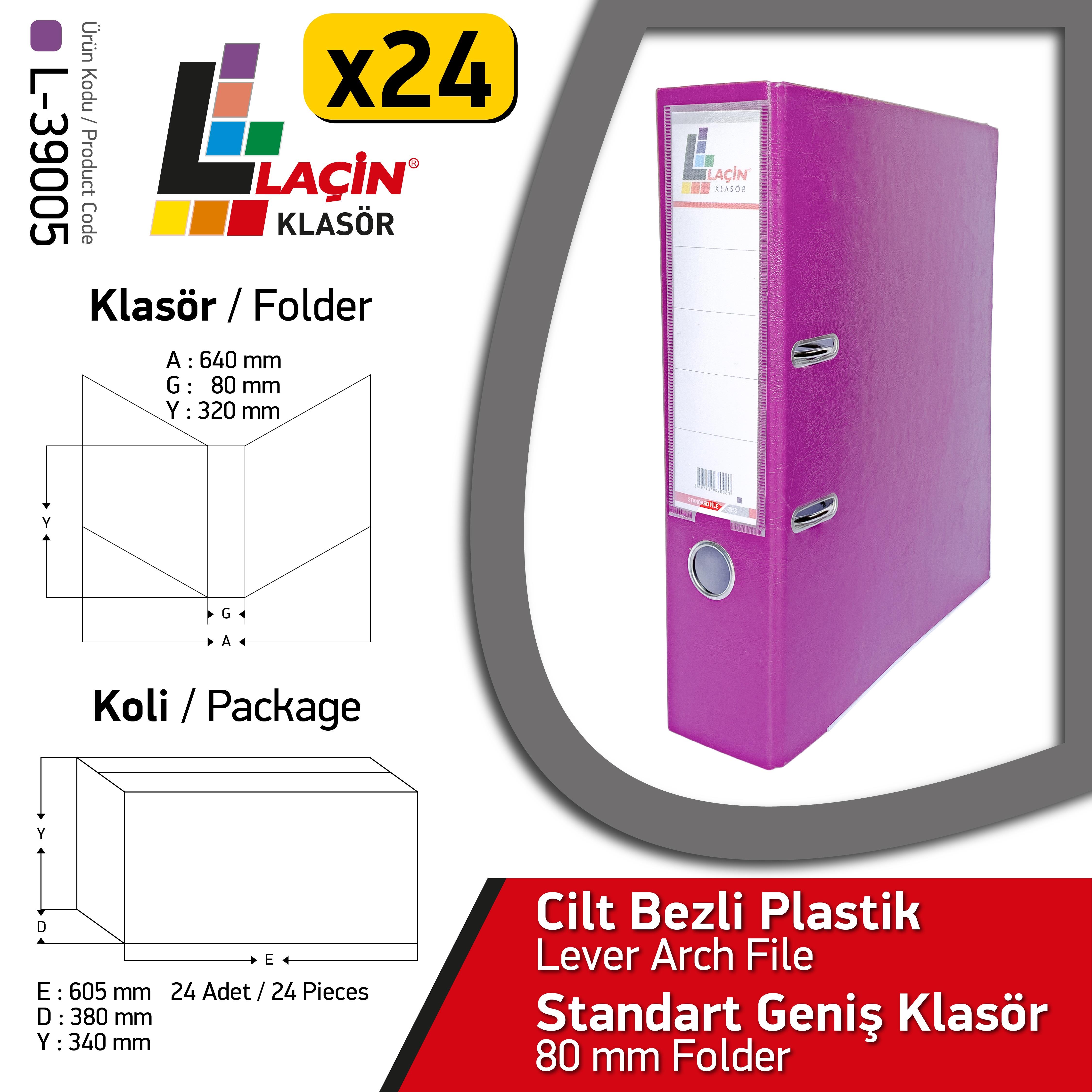 Laçin Geniş Büro Klasörü Mor   (1 koli 24 adet )8.Sınıf