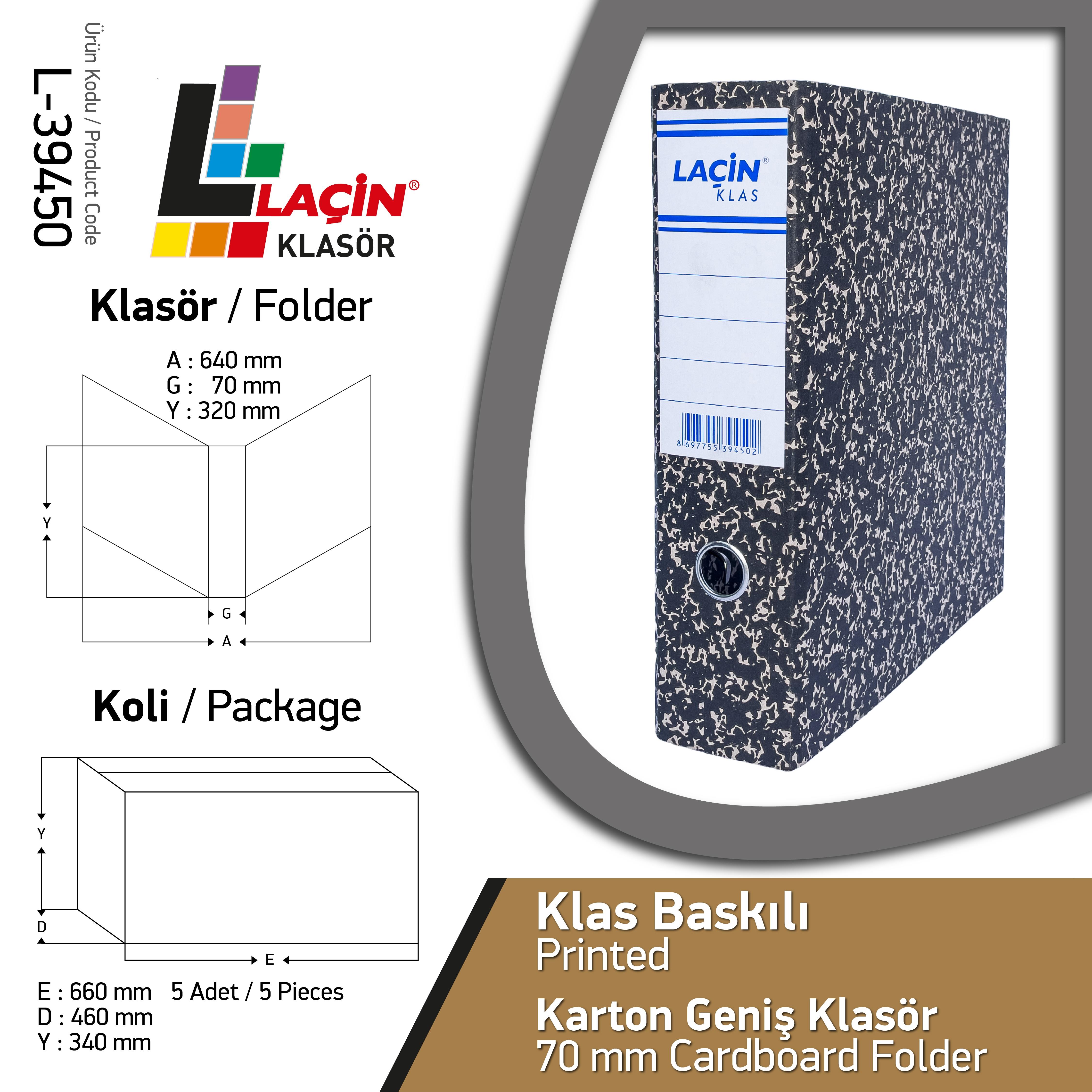 Laçin Klasör Klas Karton Geniş MekanizmalıBüro Klasörleri