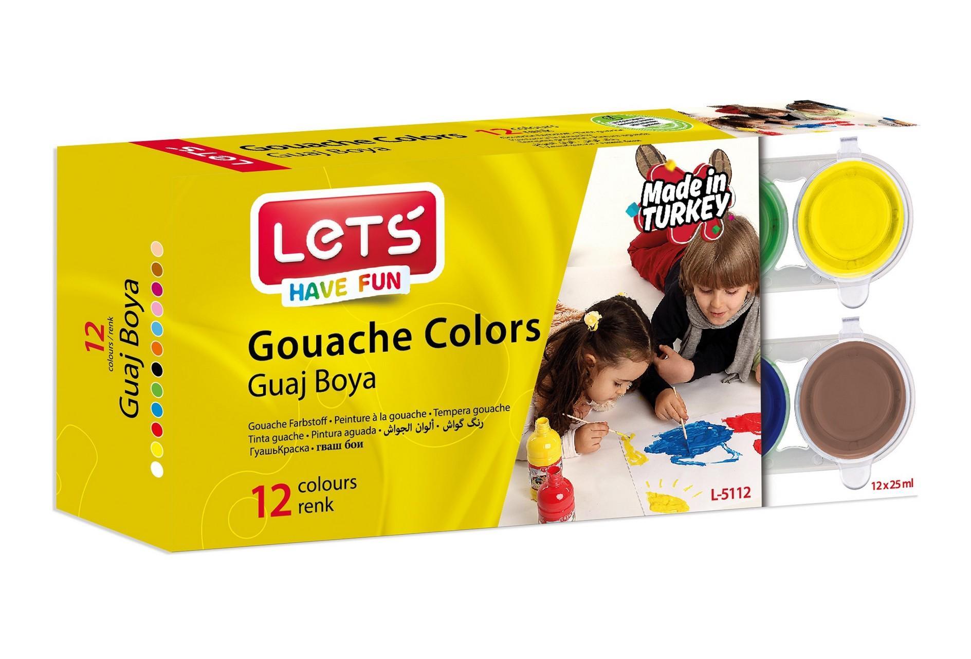 Lets Guaj Boya 25 Ml 12 Renk L-5112Lets Guaj Boya 25 Ml 12 Renk L-5112 - Kırtasiyem.netGuaj Boyalar