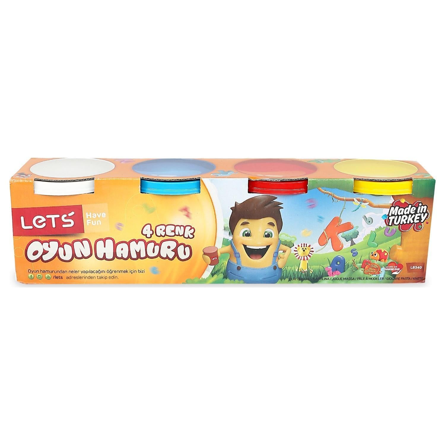 Lets Oyun Hamuru 4 Renk Normal Renkler L-8340 600 Gr Lets Oyun Hamuru 4 Renk Normal Renkler L-8340 600 Gr  - Kirtasiyem.netOyun Hamurları