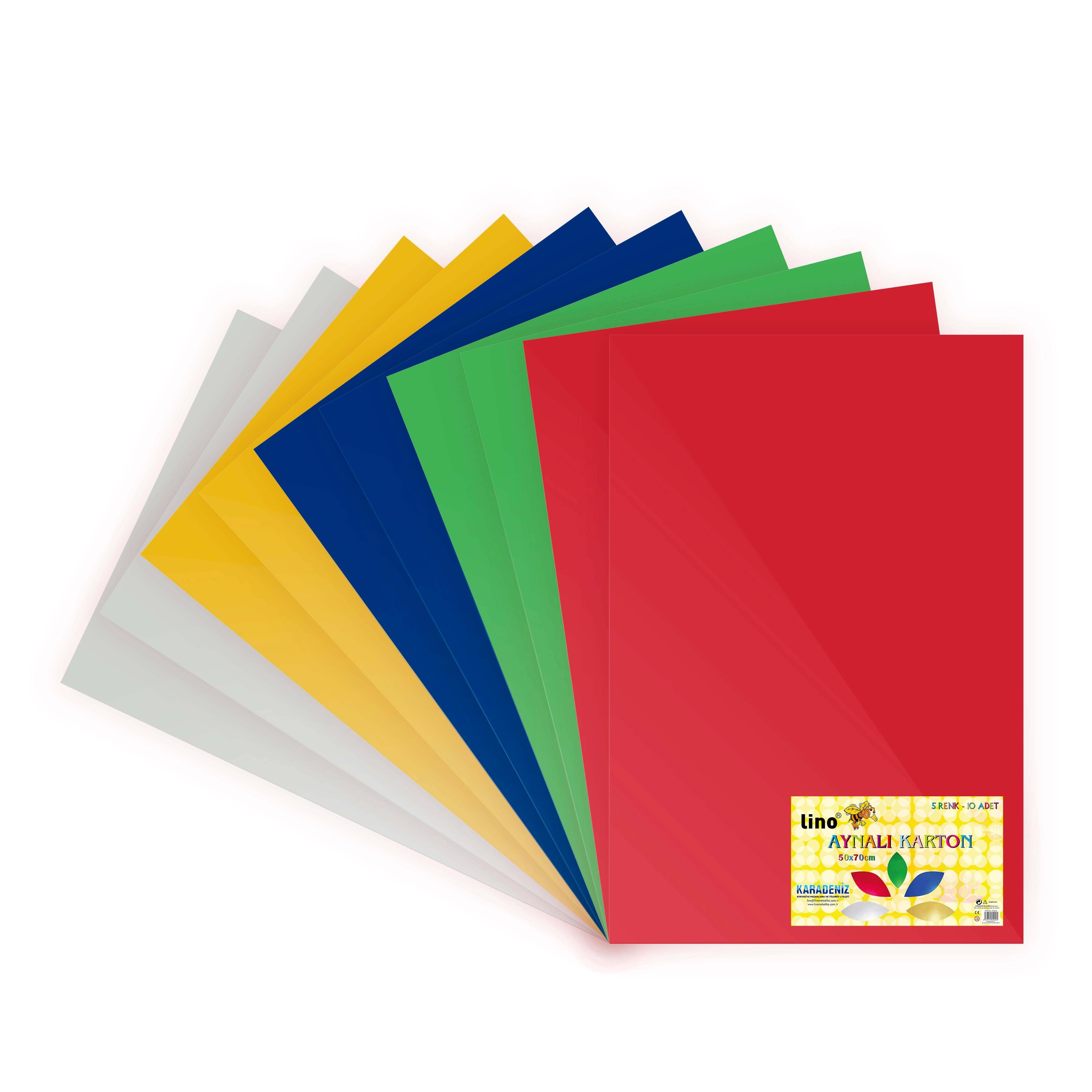 Lino Aynalı Kağıt 50X70 2708Jq  (5 Renk Seçeneği ile) (1 ADET)Lino Aynalı Kağıt 50X70 5 Renk 10 'lu 2708Jq - Kirtasiyem.netMetalik Karton