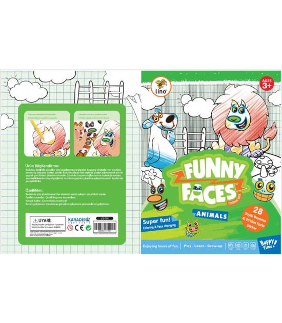 Lino Funny Faces Stickerlı Boyama Kitabı Hayvanlar8.Sınıf