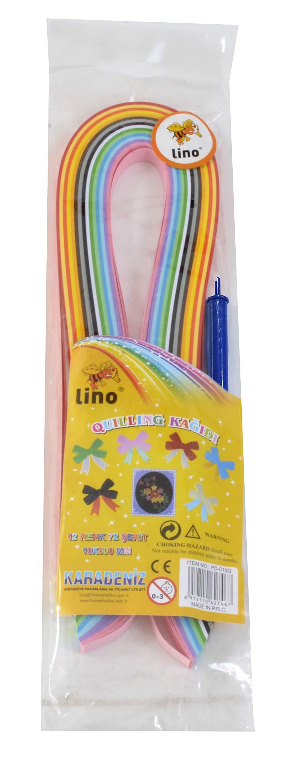 Lino Quilling Kağıdı Aparatlı 12 Renk 72 Şerit (5*500 Mm)Lino Quilling Kağıdı Aparatlı 12 Renk 72 Şerit (5*500 Mm) - Kirtasiyem.netQuilling