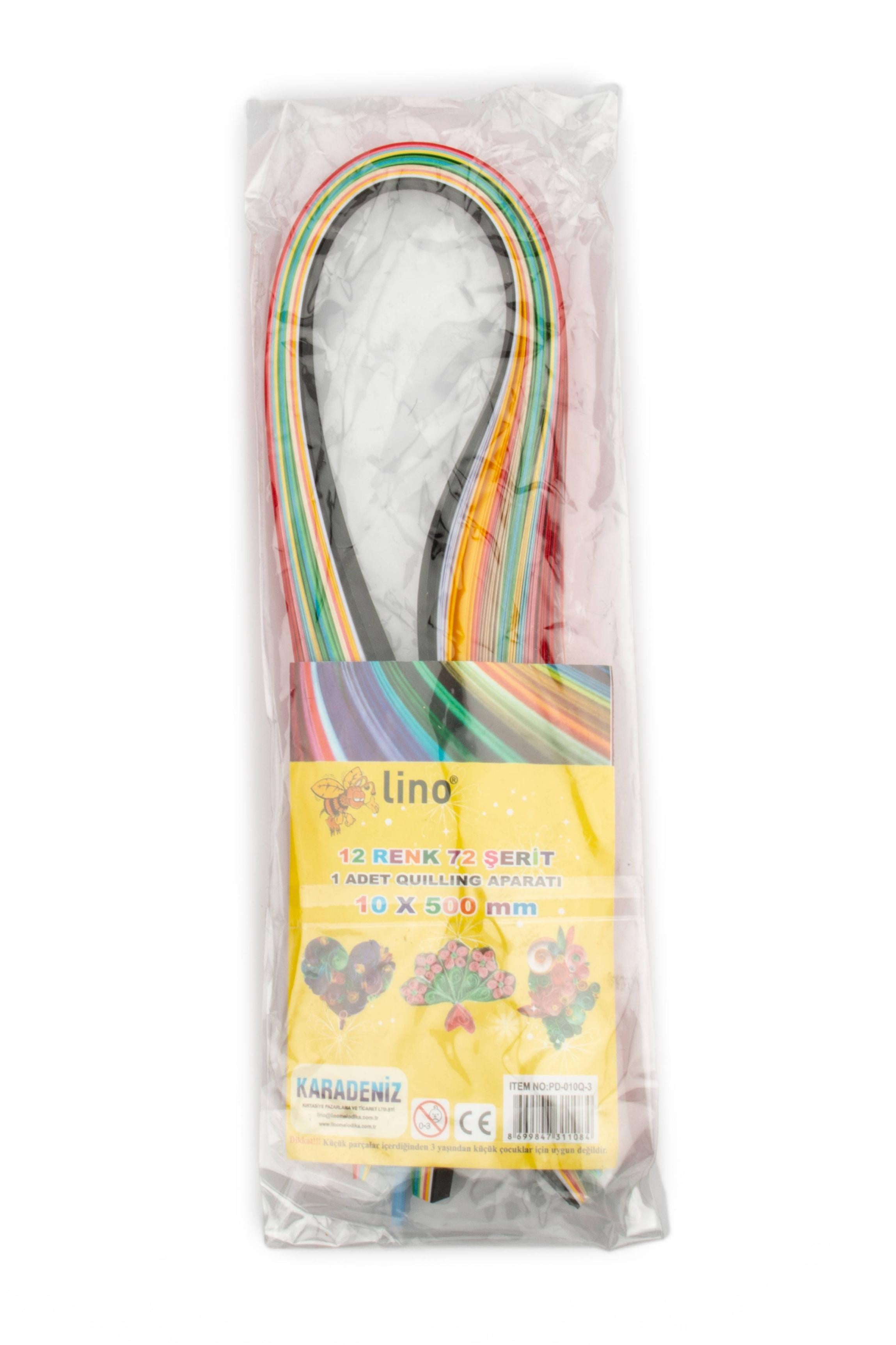 Lino Quilling Kağıdı Aparatlı 12 Renk 72 Şerit (10*500 Mm)Lino Quilling Kağıdı Aparatlı 12 Renk 72 Şerit (10*500 Mm) - Kirtasiyem.netQuilling