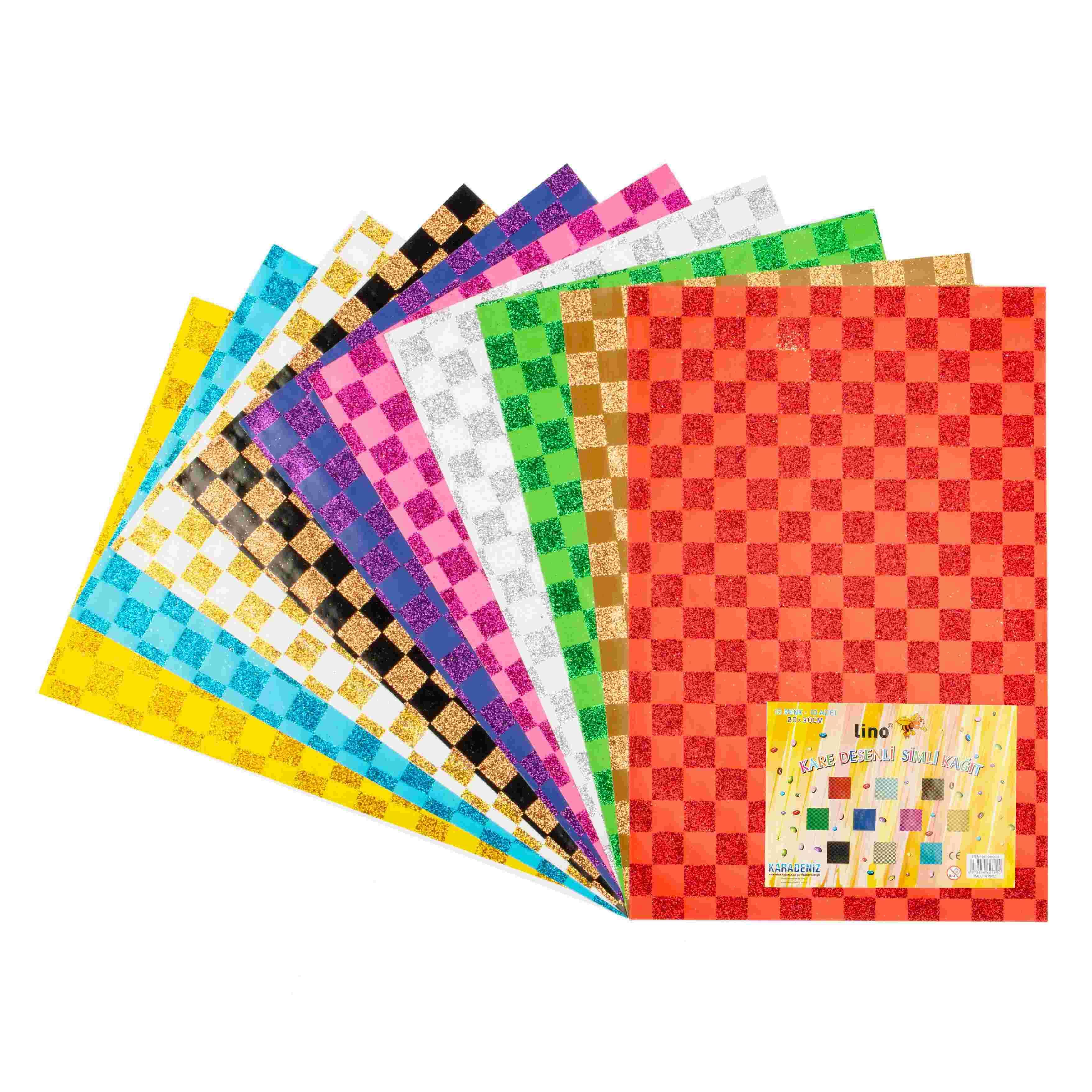 Lino Simli Kağıt 20X30 Kare Desenli 10 Renk 2802J-3Lino Simli Kağıt 20X30 Kare Desenli 10 Renk 2802J-3 - Kirtasiyem.netSimli Kağıtlar