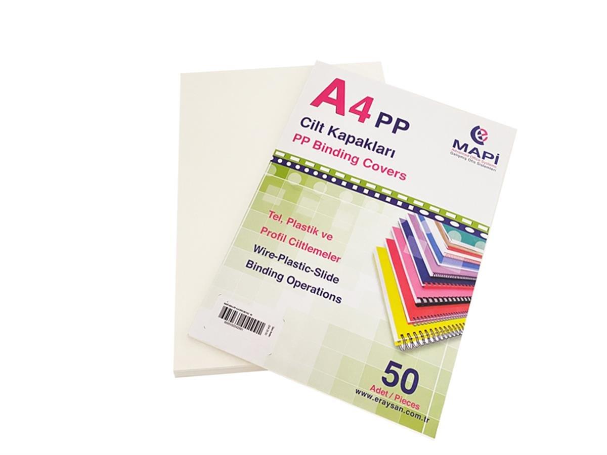 Mapi A4 Pp Opak Kapak (Kum Desen) 450 Mic. Beyaz  50 LiMapi A4 Pp Opak Kapak (Kum Desen) 450 Mic. Beyaz  50 Li - Kirtasiyem.netCilt Kapağı
