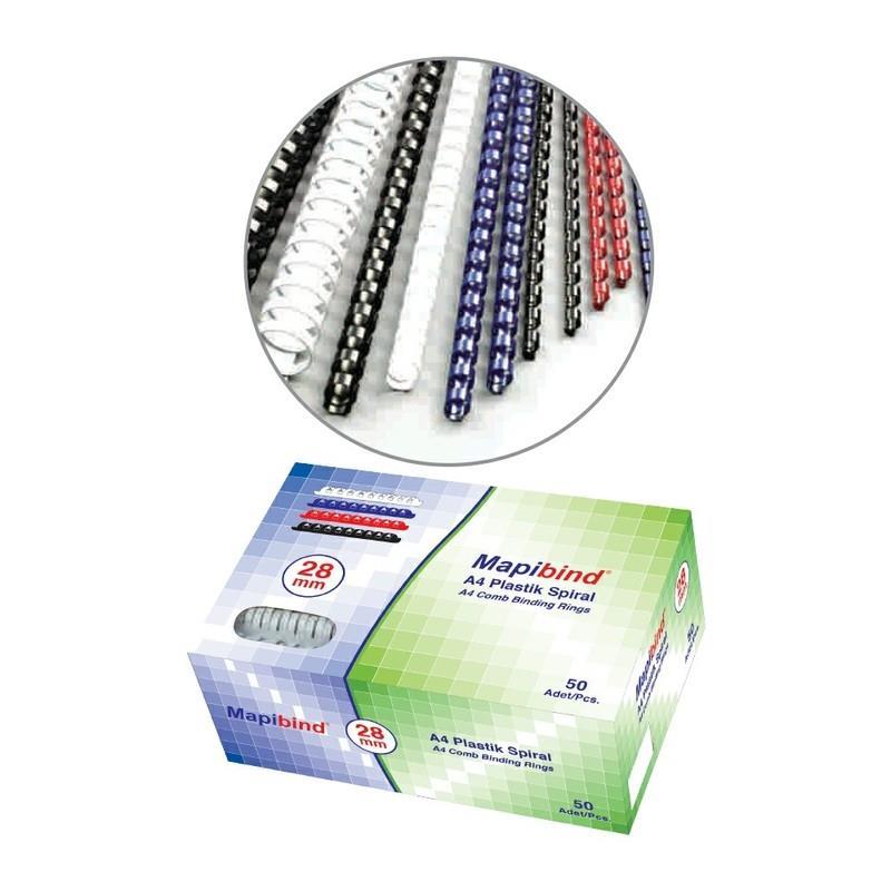 Mapibind-50Mm.Pls.Spiralli Beyaz 50 AdetMapibind-50Mm.Pls.Spiralli Beyaz 50 Adet - Kirtasiyem.netTel Spiral