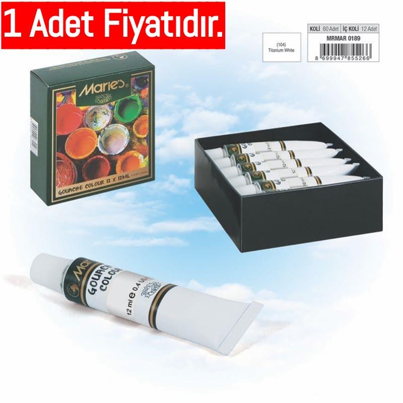 Maries Guaj Boya 12Ml Titanium White 104 Tek Renk (1 Adet)Maries Guaj Boya 12Ml Titanium White 104 Tek Renk  - Kırtasiyem.netGuaj Boyalar
