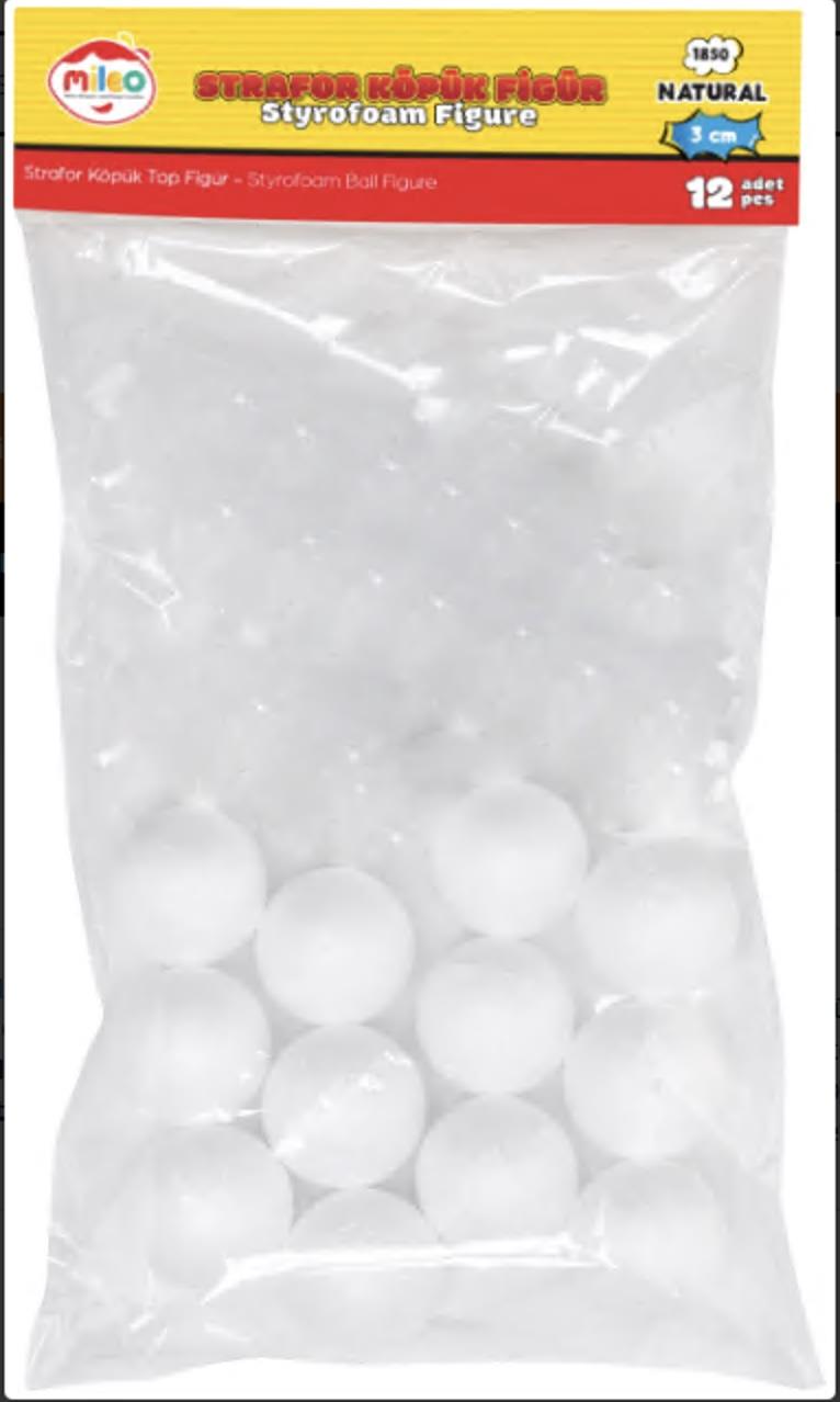 Mas Strafor Köpük  Figür -Top - 3Cm - 12'Lı Pk 1850Diğer Kırtasiye Ürünleri