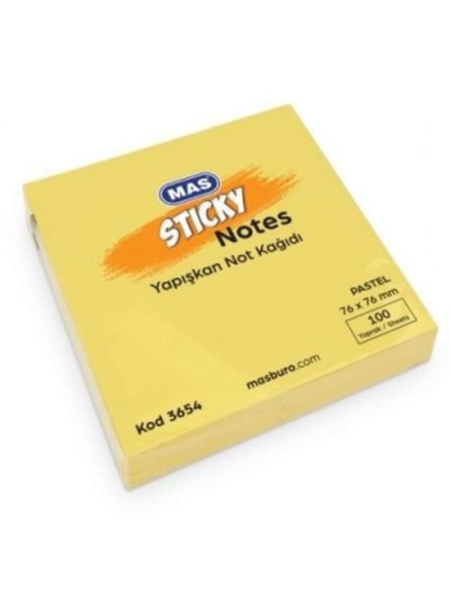 Mas Yapışkanlı Not Kağıdı - 76X76 - Pastel- 100 S  - SarıMas Yapışkanlı Not Kağıdı - 76X76 - Pastel- 100 S  - Sarı - Kirtasiyem.netYapışkanlı Not Kağıtları