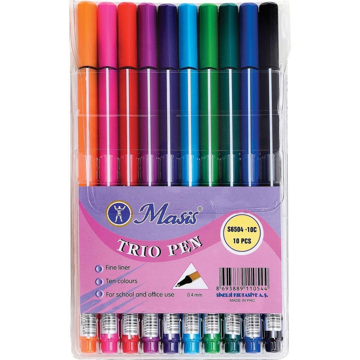 Masis Fineliner Trio Pen 10 Renk Pvc PaketMasis Fineliner Trio Pen 10 Renk Pvc Paket - Kırtasiyem.netKeçeli Kalemler