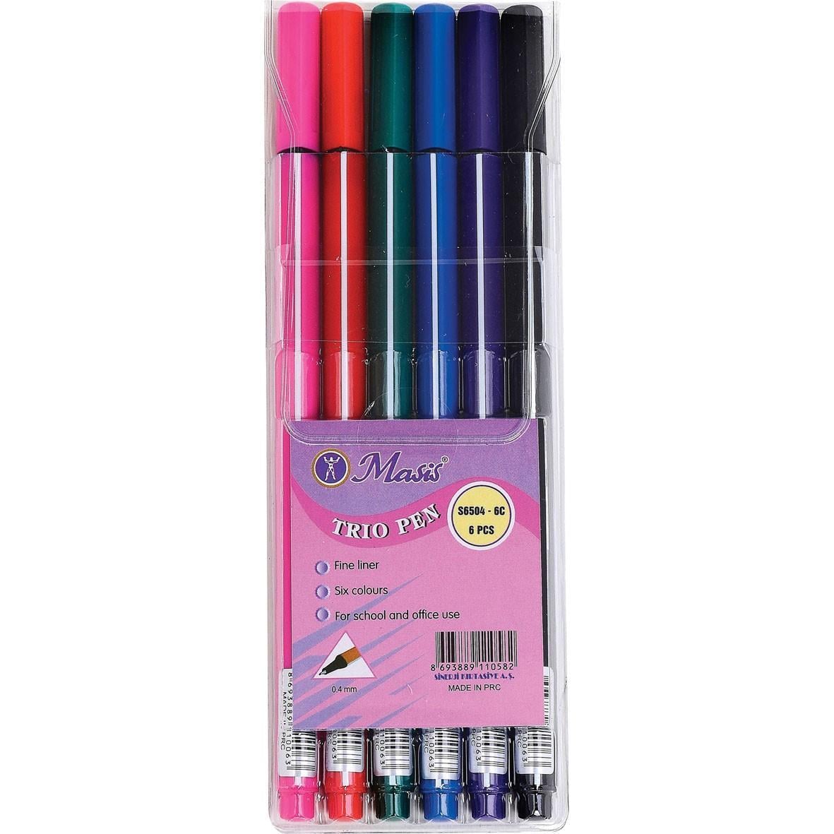 Masis Fineliner Trio Pen 6 Lı PaketMasis Fineliner Trio Pen 6 Lı Paket - Kırtasiyem.netKeçeli Kalemler