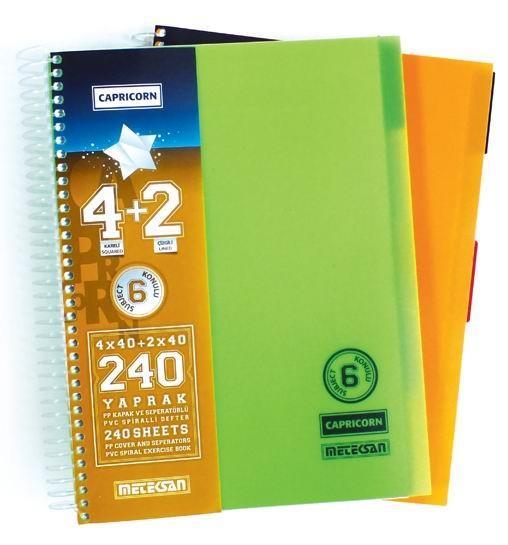 Meteksan Spiralli Defter 6 Konulu 4+2 Ayraçlı Capricorn A4 240 Yaprak *18Meteksan Spiralli Defter 6 Konulu 4+2 Ayraçlı Capricorn A4 240 Yaprak *18 - Kirtasiyem.netSeperatörlü ( Ayraçlı ) Defterler
