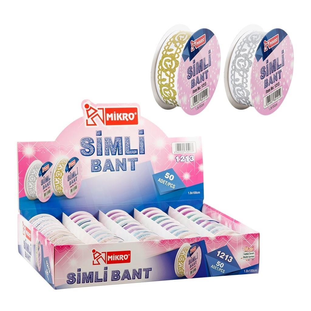 Mikro Bant Simli 1213Mikro Bant Simli 50 Li 1213 - Kirtasiyem.netDekoratif Bantlar