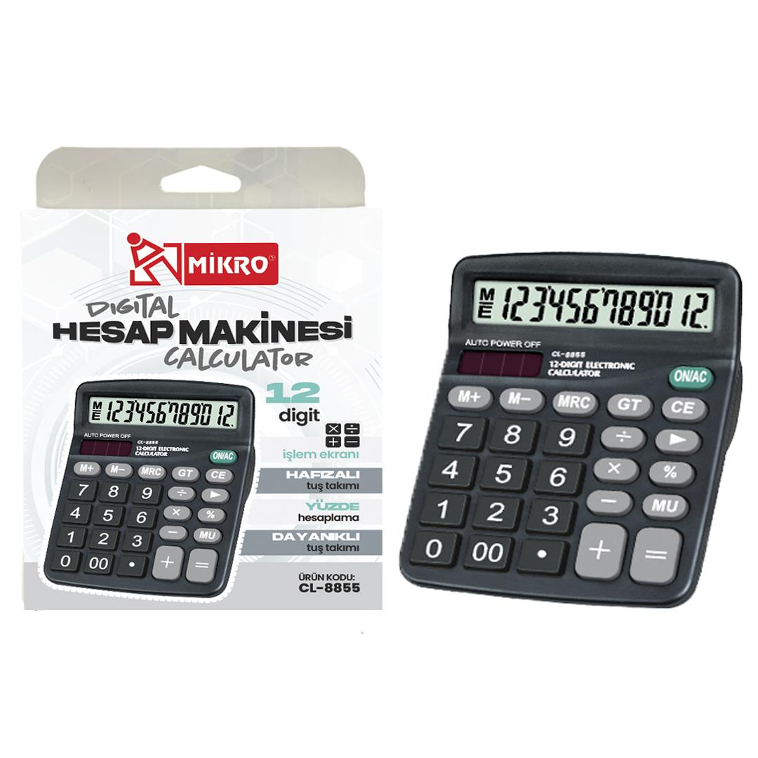 Mikro Cl-8855 Digital Hesap Makinesi (12Digit)Hesap Makineleri