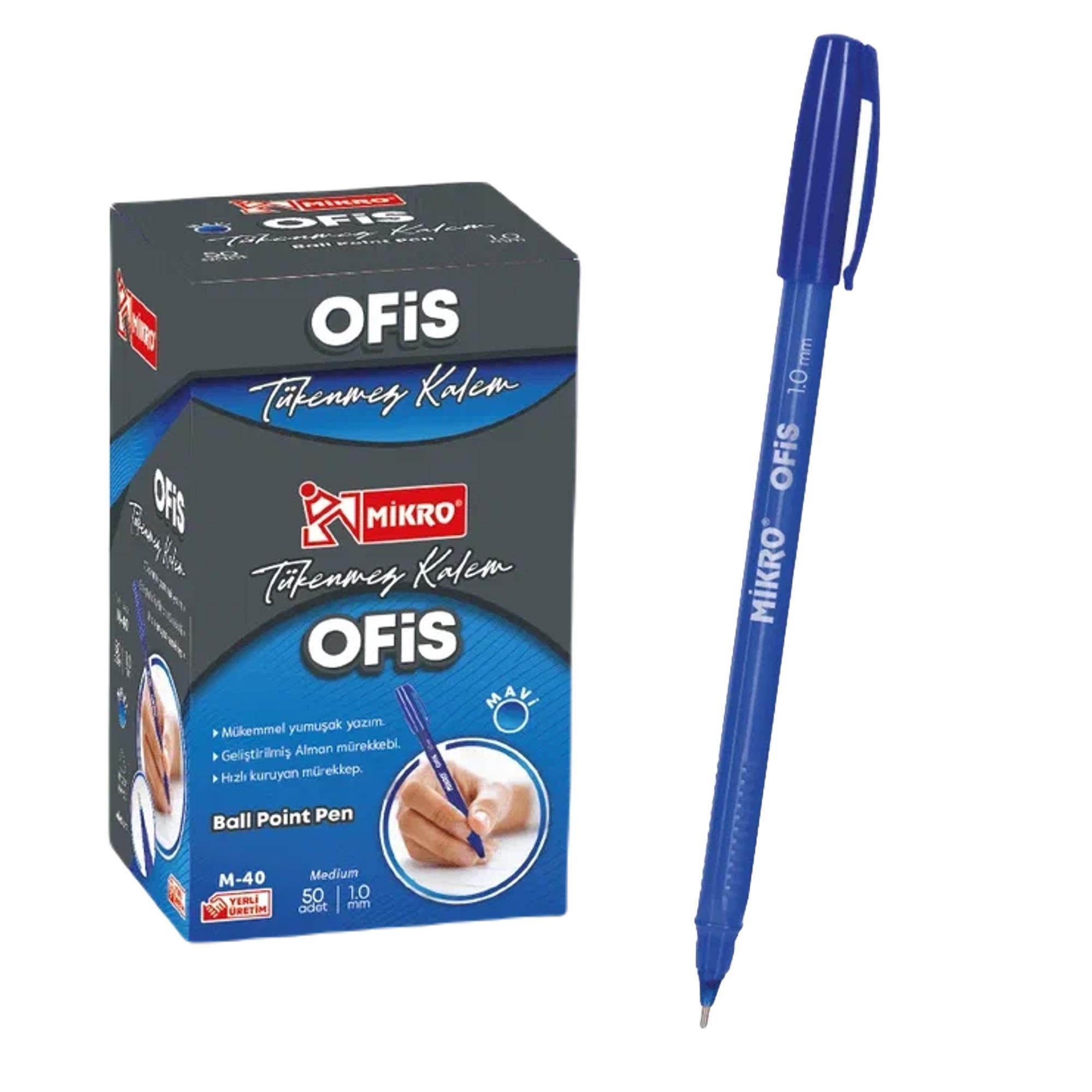 Mikro M-40 Mavi Ofis Tipi Tükenmez KalemMikro M-40 Mavi Ofis Tipi Tükenmez Kalem - Kirtasiyem.netTükenmez Kalemler