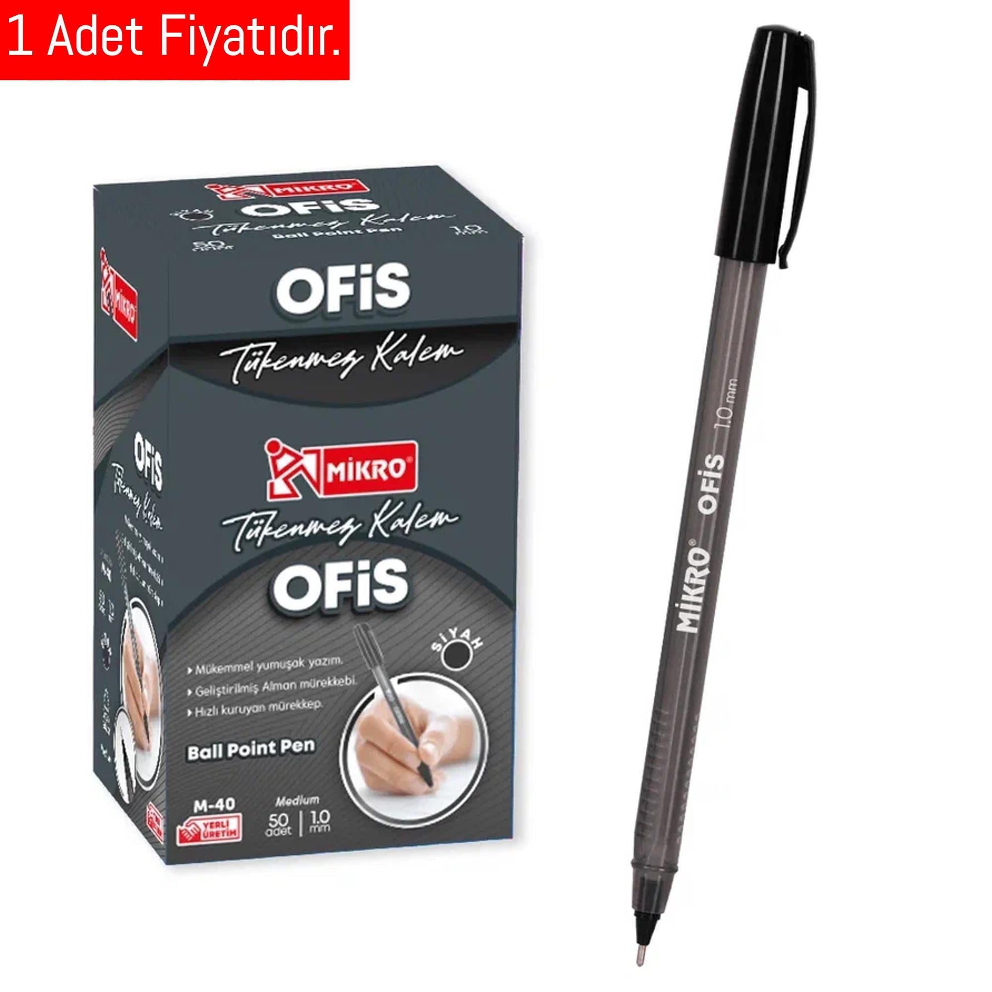 Mikro M-40 Siyah Ofis Tipi Tükenmez Kalem (1 Adet)Mikro M-40 Siyah Ofis Tipi Tükenmez Kalem - Kirtasiyem.netTükenmez Kalemler