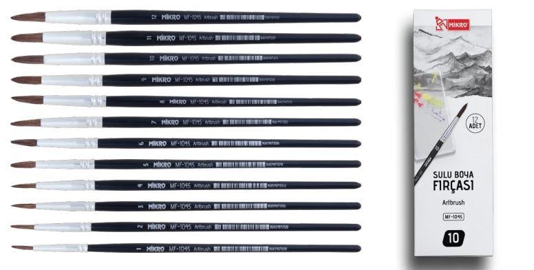 Mikro Mf-1045-120 Fırça SetiMikro Mf-1045-120 Fırça Seti - Kırtasiyem.netSulu Boya Fırçası