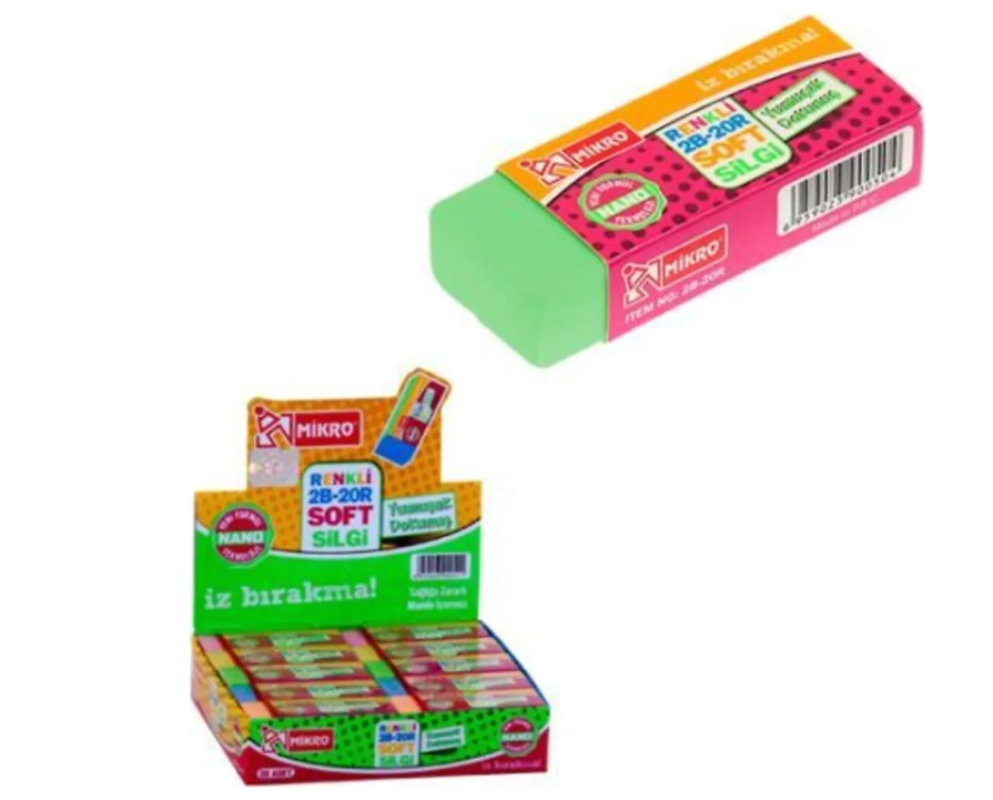 Mikro Soft Renkli Silgi 2B-20 Mikro Soft Renkli Silgi 2B-20  - Kirtasiyem.netSilgiler