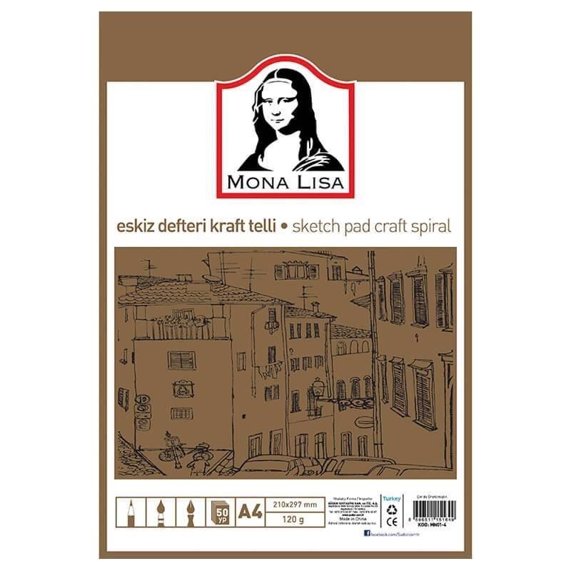 Monalisa Eskiz Defteri Kraft Telli A4 120G 50 Yp         --MN01-4Südor Eskiz Defteri Kraft Telli A4 120 Gr 50 Yaprak - Kirtasiyem.netEskiz Defterleri