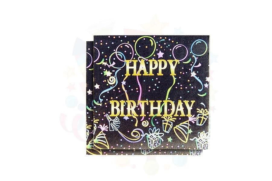 Nedi Peçete Temalı Siyah Happy 20 LiNedi Peçete Temalı Siyah Happy 20 Li - Kirtasiyem.netParti Malzemeleri