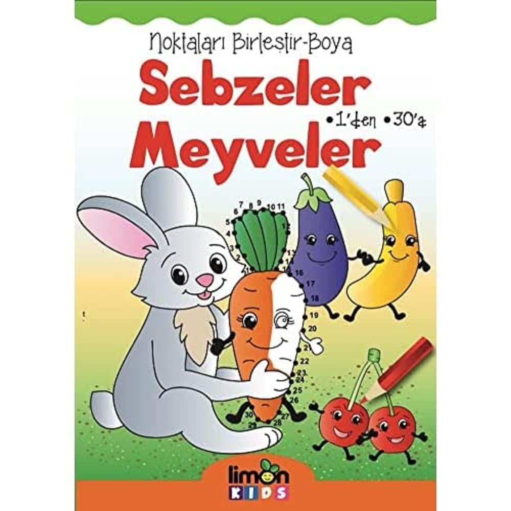 Noktaları Birleştir Boya 1 Den 30A (Sebzeler Meyveler)Noktaları Birleştir Boya 1 Den 30A (Sebzeler Meyveler) - Kirtasiyem.netAktivite Kitapları