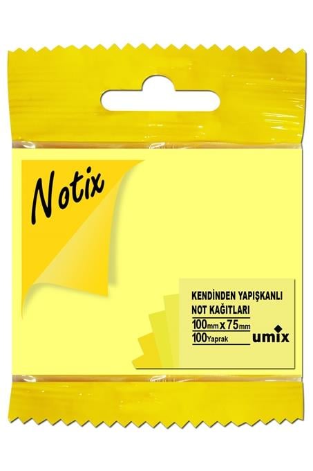 Notix Yapışkanlı Not Kağıdı Sarı Asmalı 100X75 100 YaprakNotix Yapışkanlı Not Kağıdı Sarı Asmalı 100X75 100 Yaprak - Kirtasiyem.netYapışkanlı Not Kağıtları