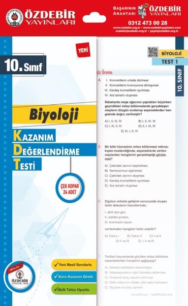 Özdebir 10.S. Kazanım Değerlendirme Yaprak Test Biyoloji Özdebir 10.S. Kazanım Değerlendirme Yaprak Test Biyoloji  - Kirtasiyem.net10.Sınıf