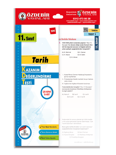 Özdebir 11.S. Kazanım Değerlendirme Yaprak Test TarihÖzdebir 11.S. Kazanım Değerlendirme Yaprak Test Tarih - Kirtasiyem.net11.Sınıf