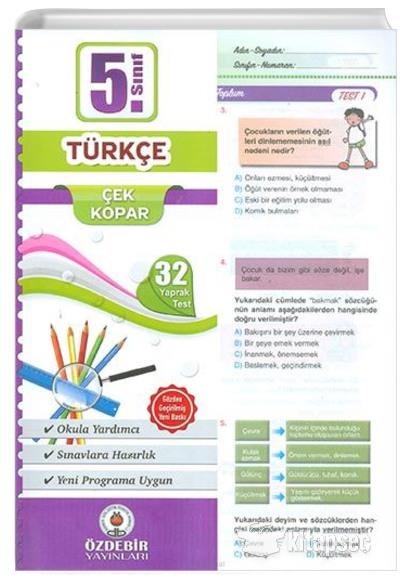 Özdebir 5. S. Poşet Yaprak Test TürkçeÖzdebir 5. S. Poşet Yaprak Test Türkçe - Kirtasiyem.net5.Sınıf